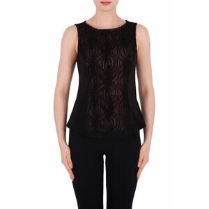 Joseph Ribkoff Black Lace Overlay Sleeveless Evening Tank Top Blouse Size 10